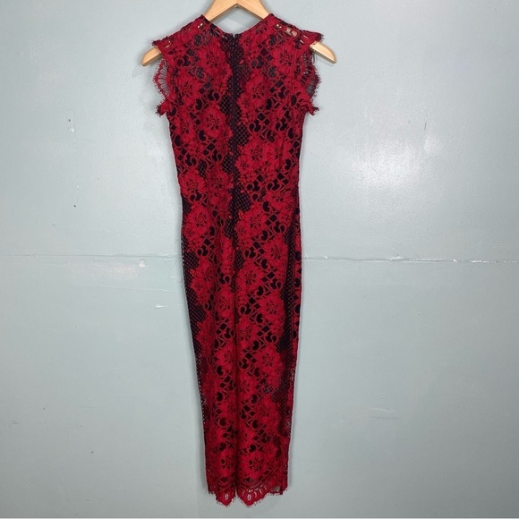 Alexis Black Lace Red Midi‎ Dress Lace Sz XS - Picture 4 of 7